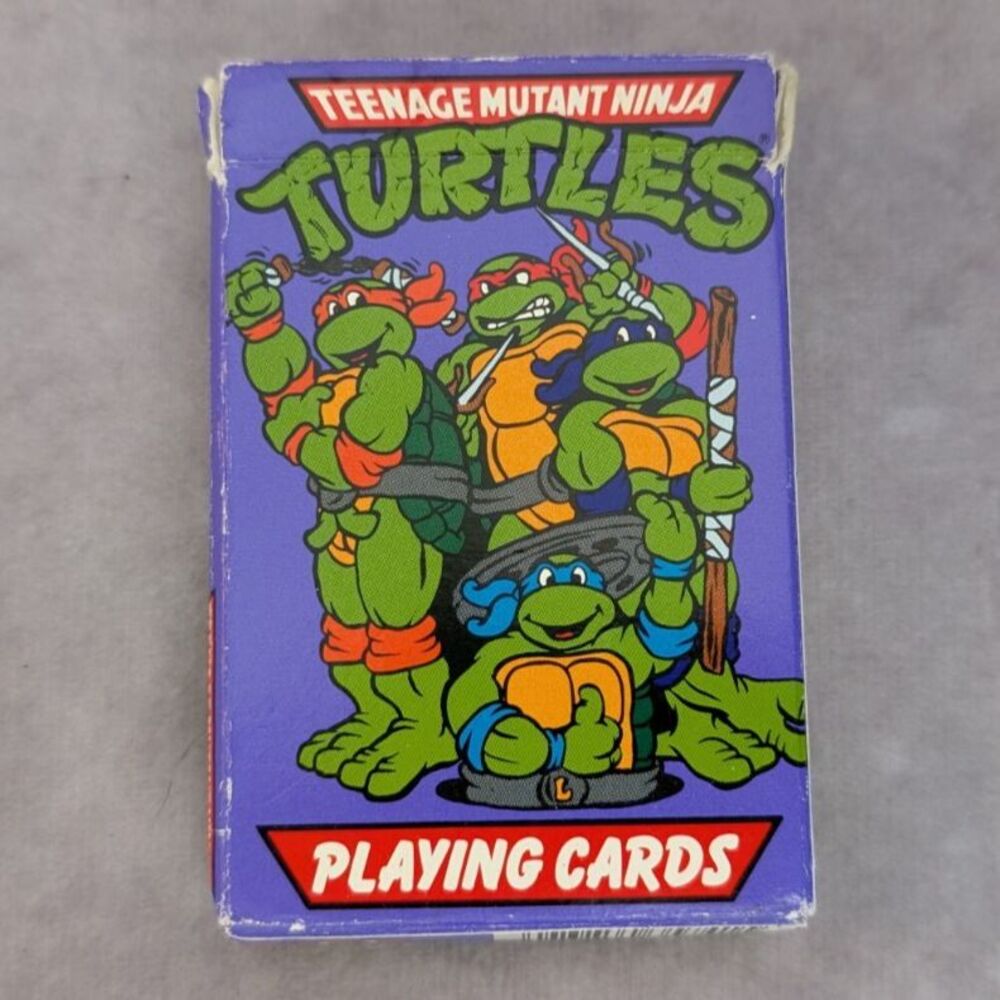Vintage 90's Teenage Mutant Ninja Turtles Playing Cards with Box 1990 Purple